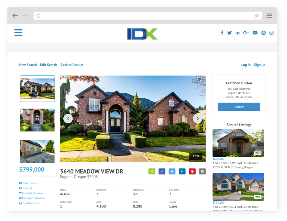 IDX Broker HOME Studio Collection Desktop View of Listings Details Page